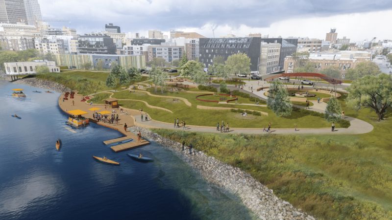 A mock up rendering of the proposed Alexander Docks Park